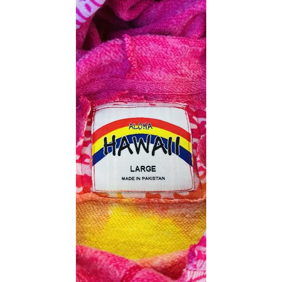Aloha Hawaii Sz L Color Block Ombre Bold Colorful Hawaiian Vtg Maui LS Hoodie - Picture 7 of 8